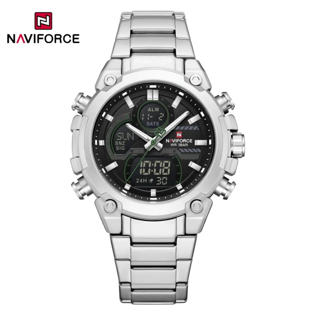 Naviforce 9278 Stainless Steel Analog + Digital Watch