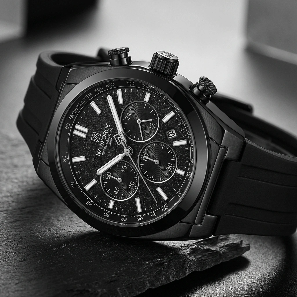 Naviforce 8080 Chronograph Silicone Strap Watch