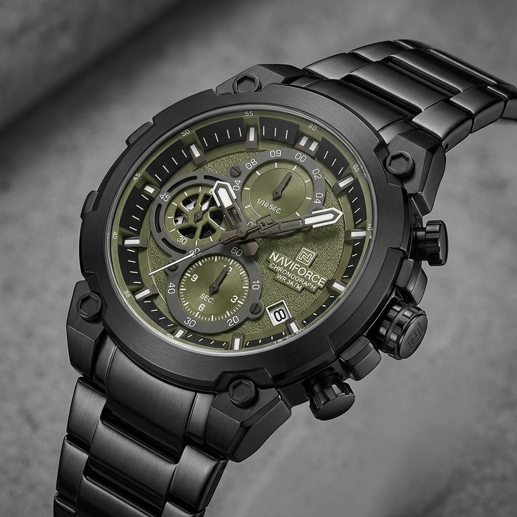 Naviforce 8071 Stainless Steel Quartz Watch