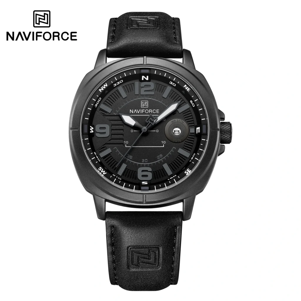 Naviforce 8078 Casual Quartz Watch With Leather Strap