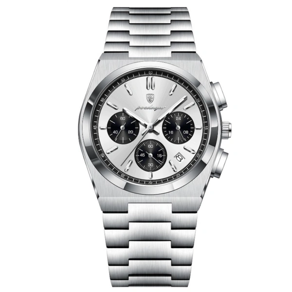 Poedagar 970 Classic Oak Men's Watch - Silver/Black