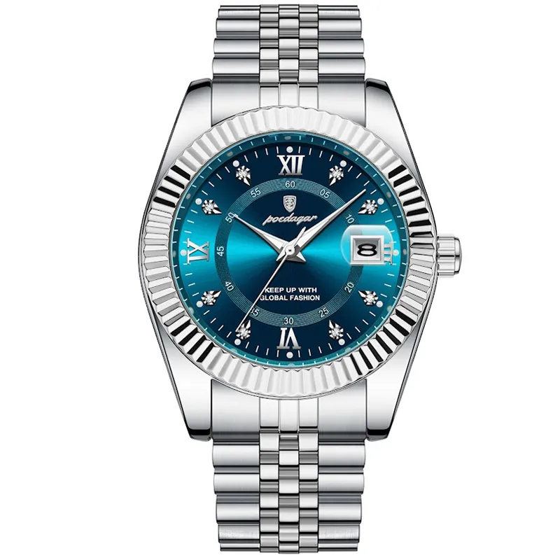 Poedagar 780 Series Silver/Blue Women's Quartz Watch
