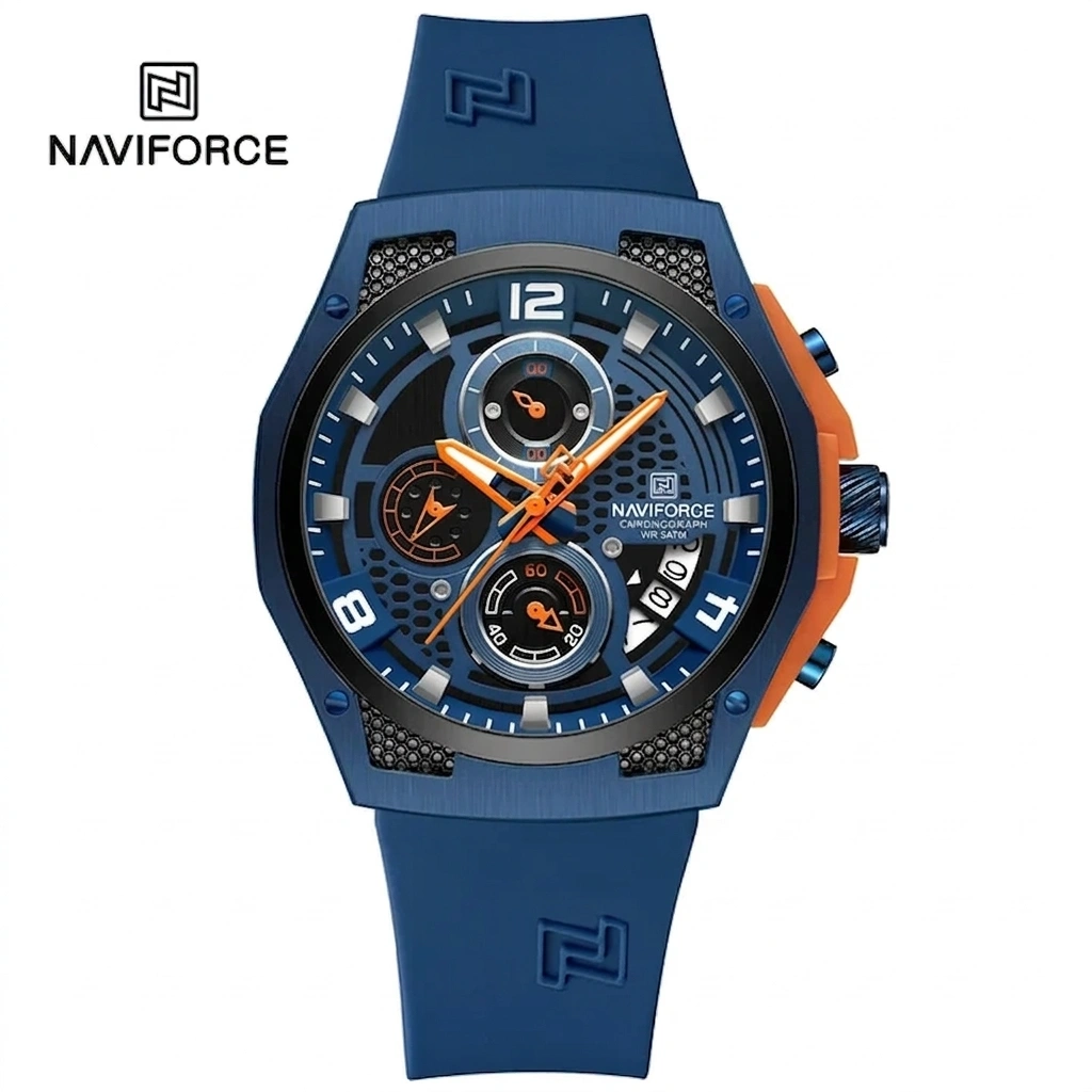 Naviforce 8051 Blue/Orange Sports Quartz Watch
