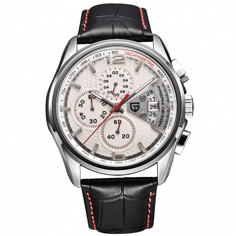 Pagani Design PD3306 White Leather Strap Quartz Watch