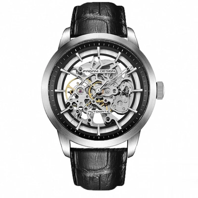 Pagani Design PD1638 Automatic Skeleton Watch - Silver/Black
