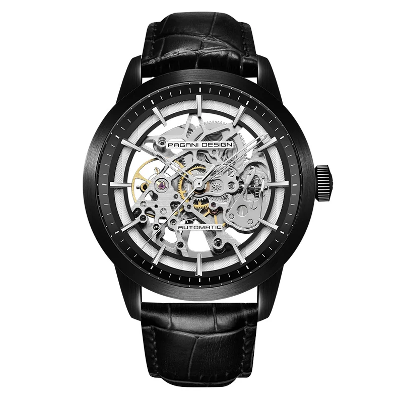 Pagani Design PD1638 Automatic Skeleton Watch - Black