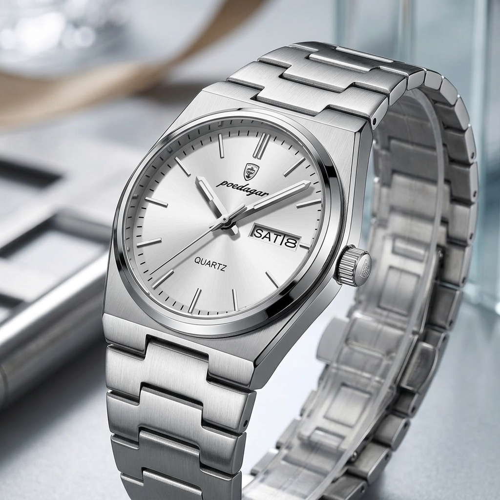 Poedagar 930 Series Classic Silver Quartz Watch