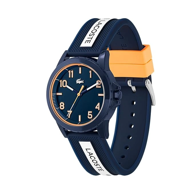 Lacoste Rider Unisex Blue Quartz Watch with Multicolor Silicone Strap