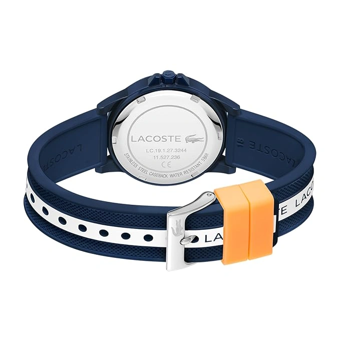 Lacoste Rider Unisex Blue Quartz Watch with Multicolor Silicone Strap