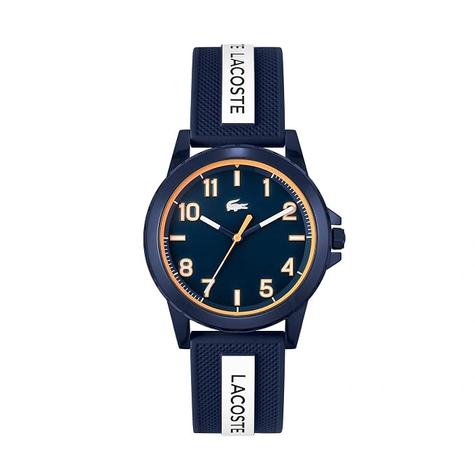 Lacoste Rider Unisex Blue Quartz Watch with Multicolor Silicone Strap