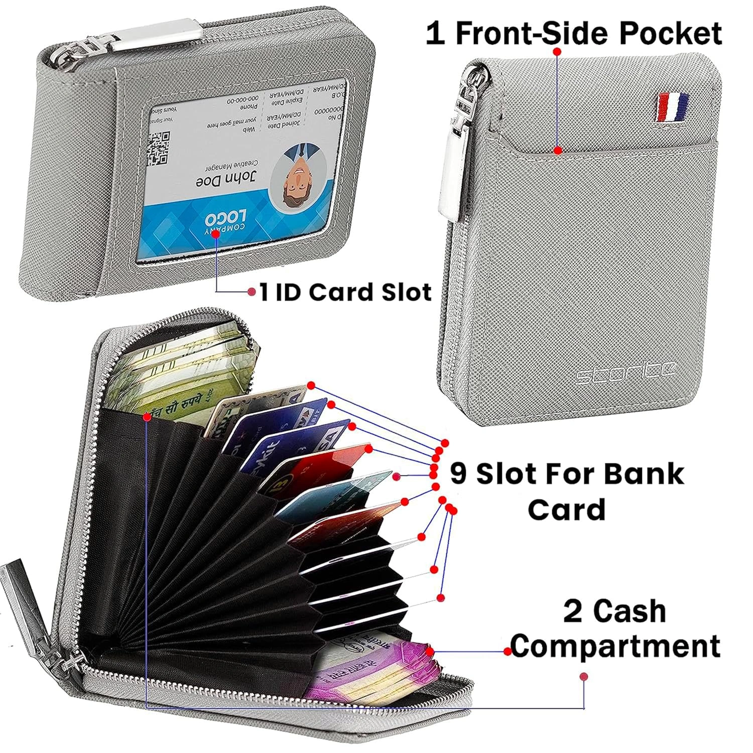 Storite PU Leather Card Holder Money Wallet