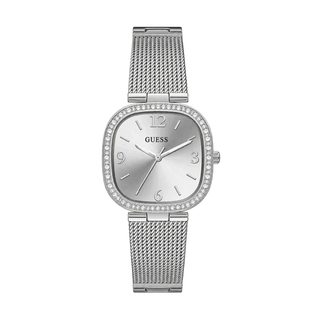 Guess US Women's Silver-Tone Mesh Analog Watch
