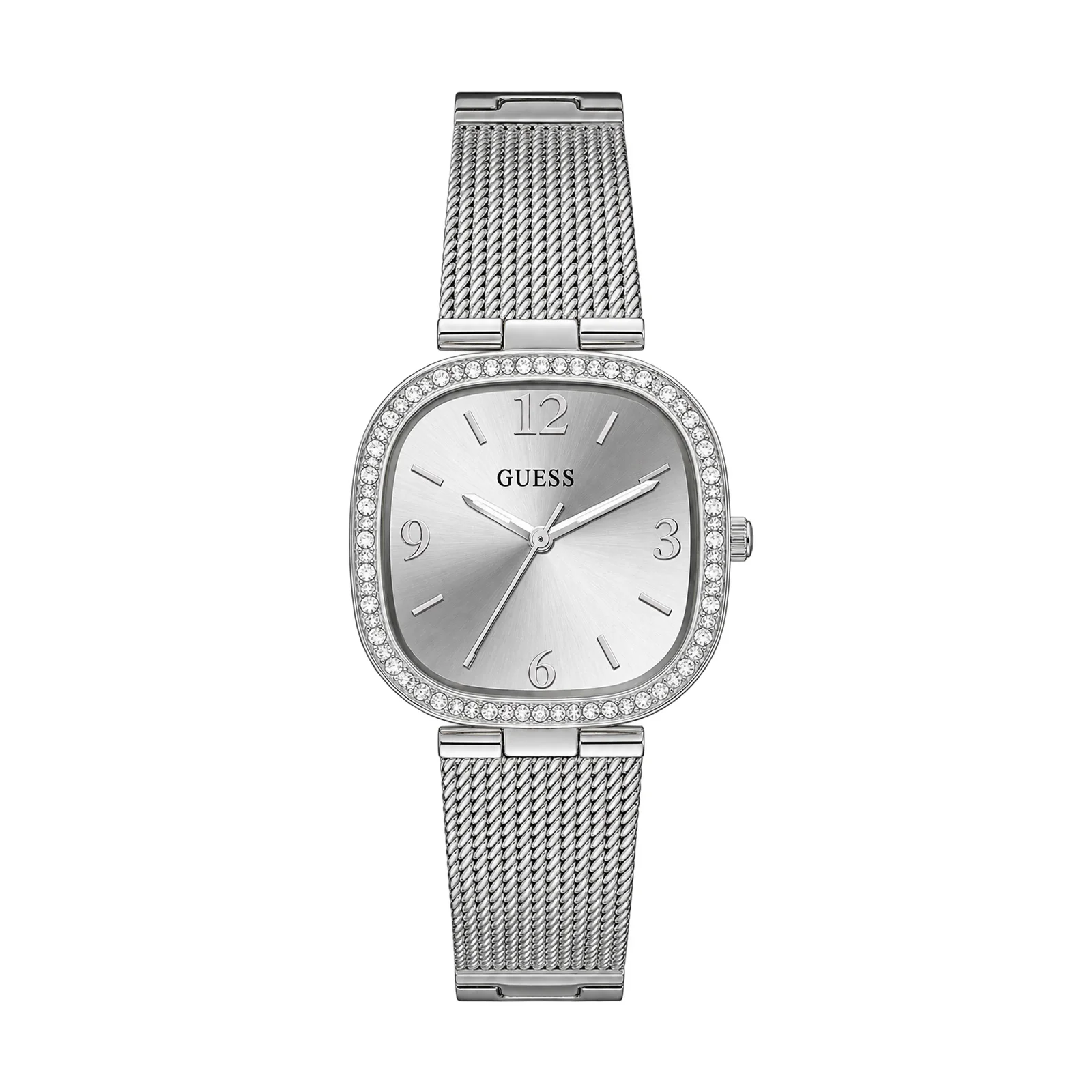 Guess US Women's Silver-Tone Mesh Analog Watch
