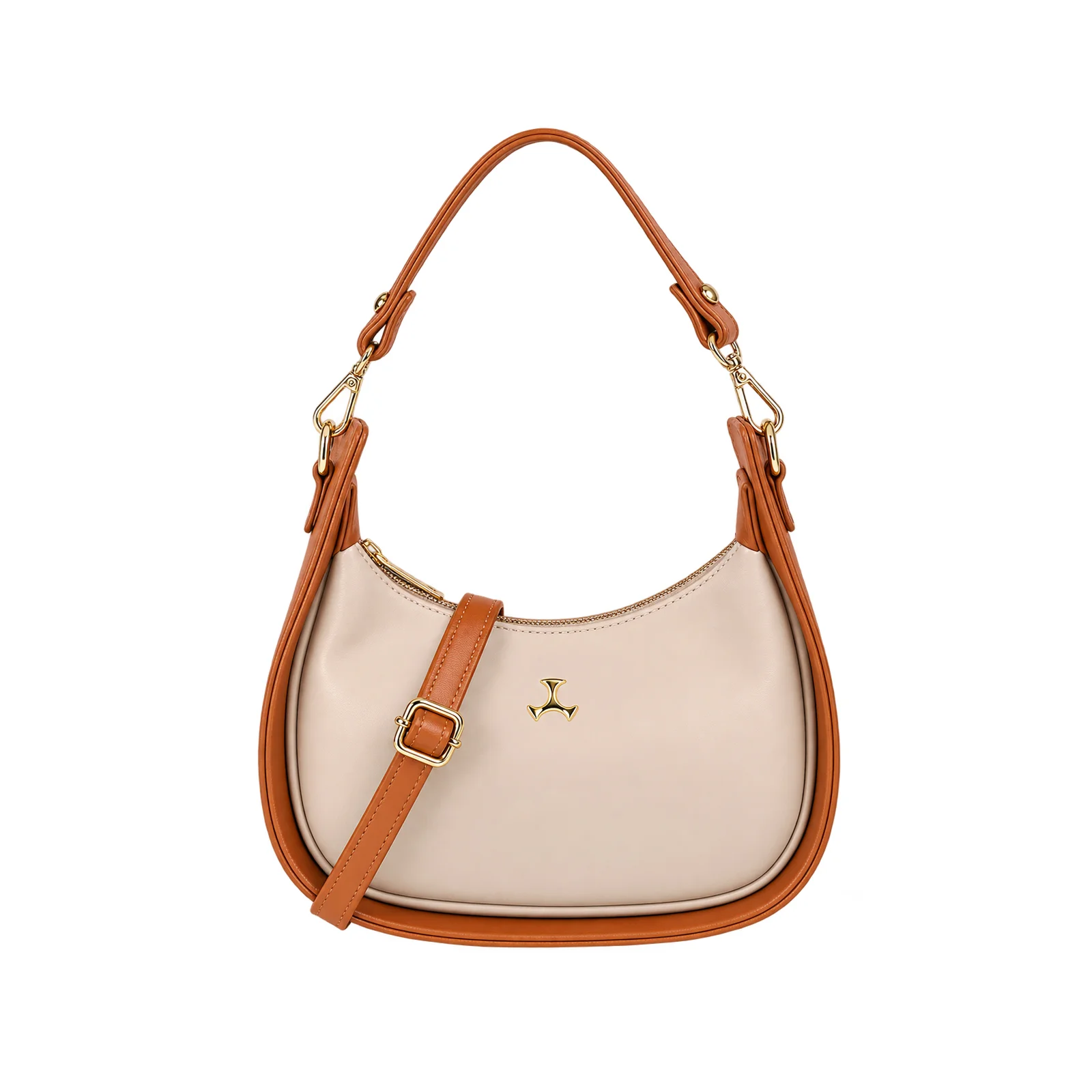 Mochi Dual-Tone Faux Leather Crescent Hobo & Sling Bag