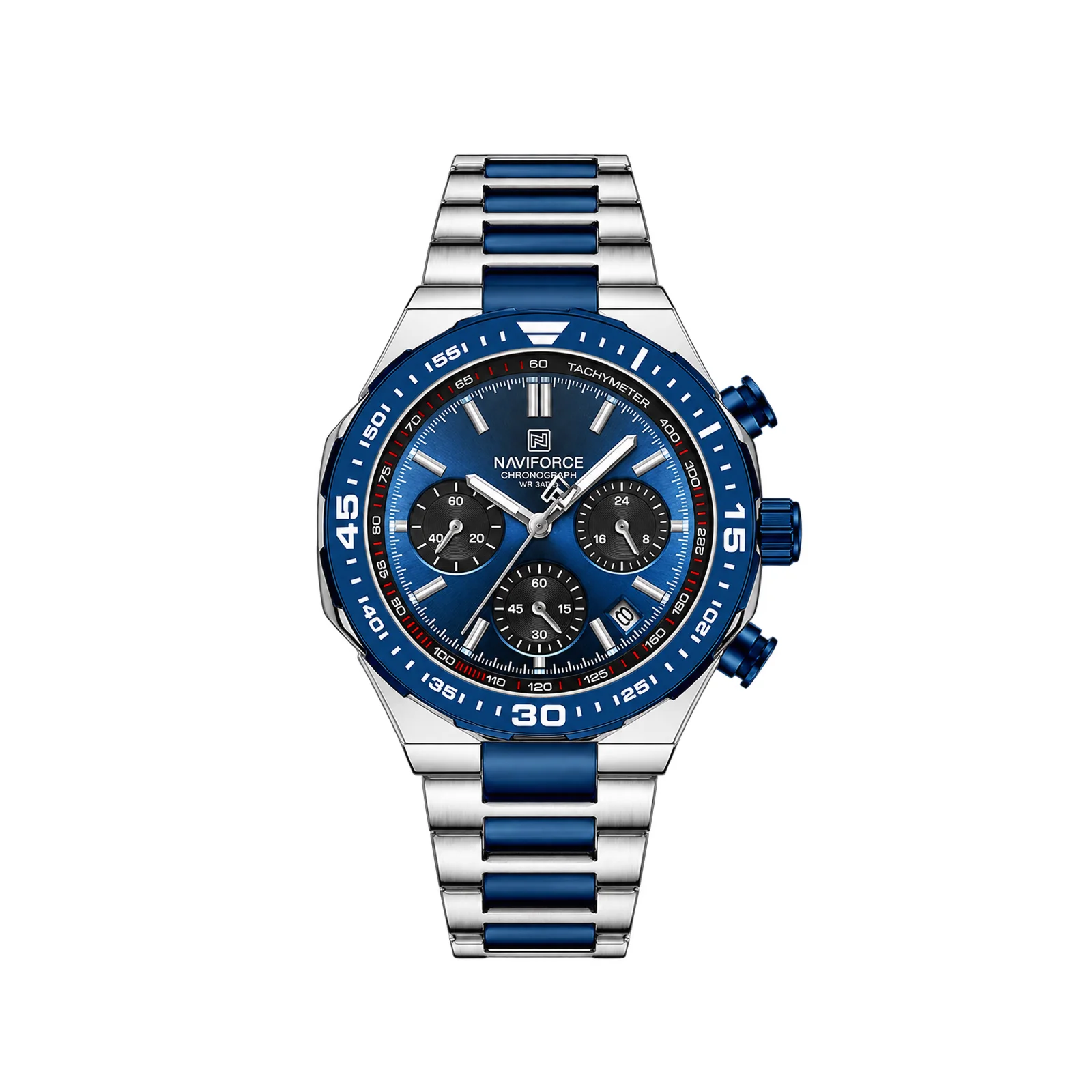 Naviforce 8049 Stainless Steel Men's Watch - Silver/Blue