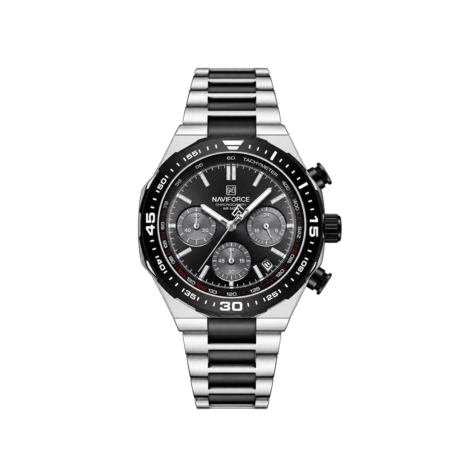 Naviforce 8049 Stainless Steel Men's Watch - Silver/Black