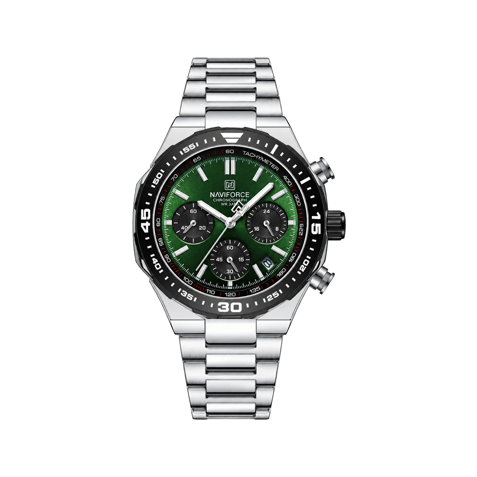 Naviforce 8049 Stainless Steel Men's Watch - Silver/Green