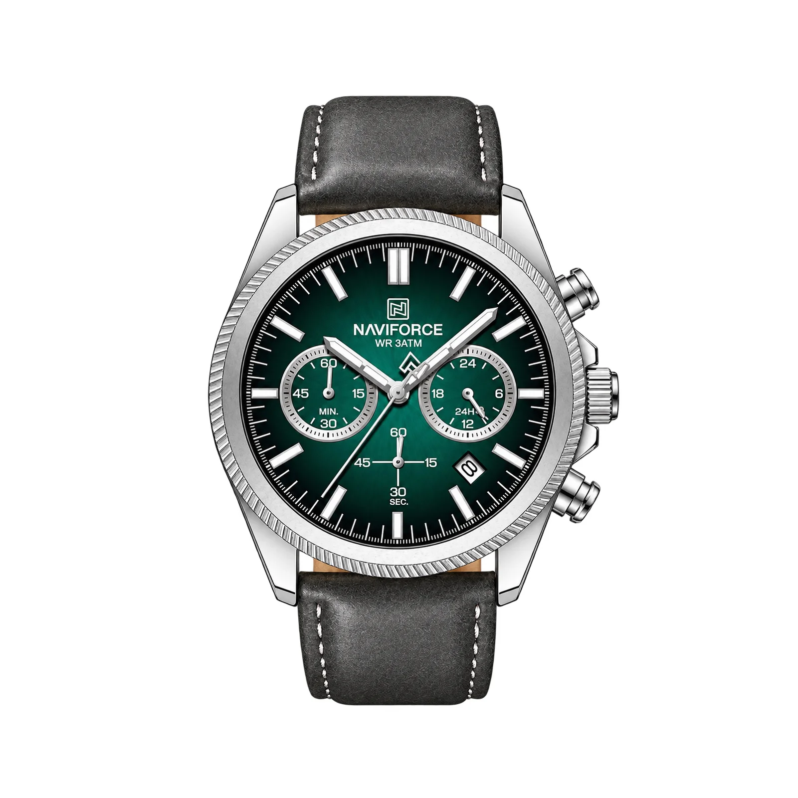 Naviforce 8082 Chronograph Sub-Dial Men's Watch - Silver/Green