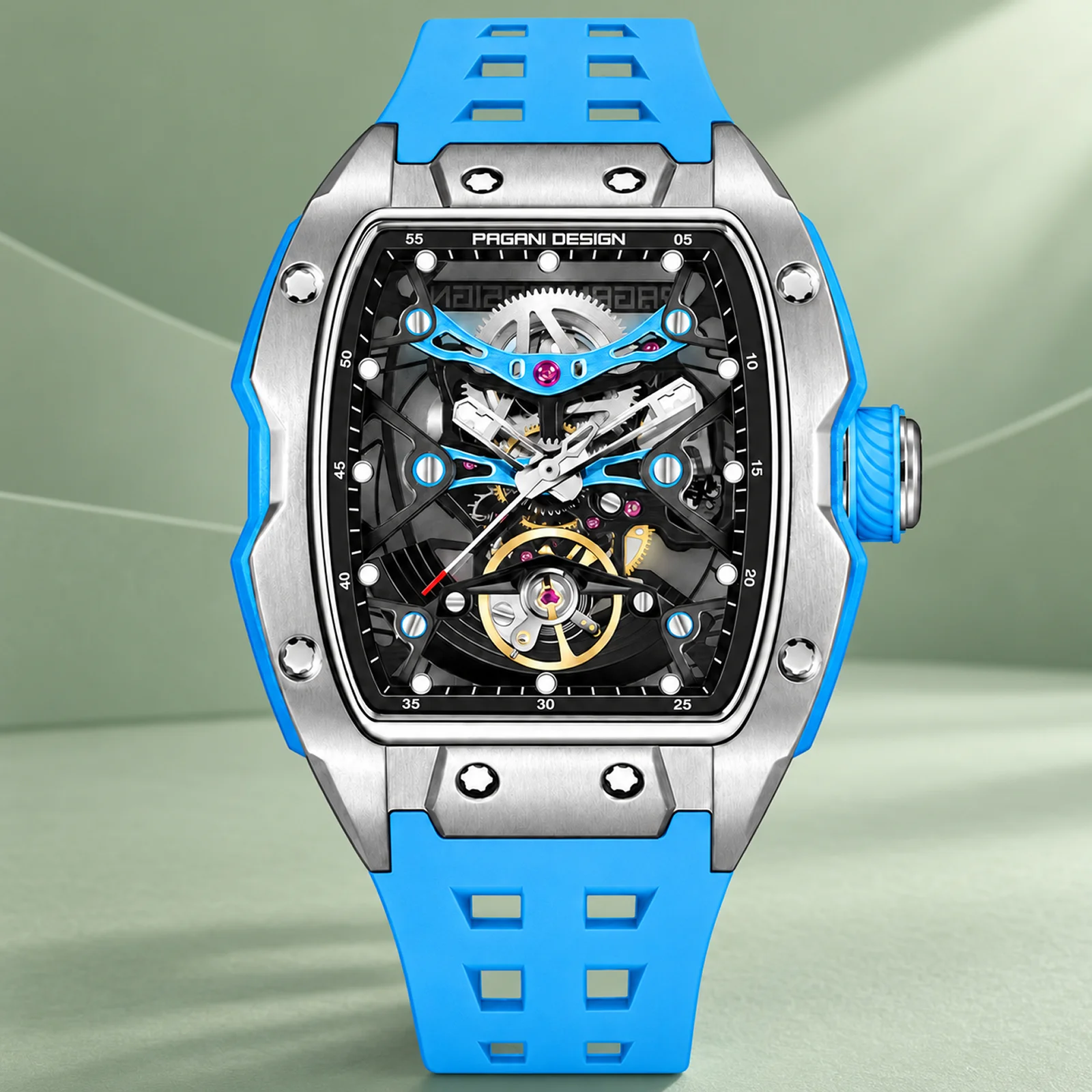 Pagani Design YS018 Skeleton Automatic Tonneau Watch